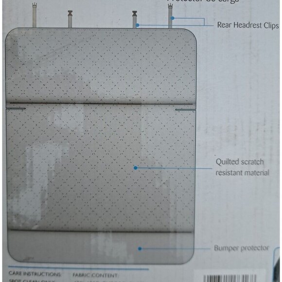Pet Protection Quilted Cargo Protector With Bumper Guard & Rear Headrest Clips - Picture 4 of 6